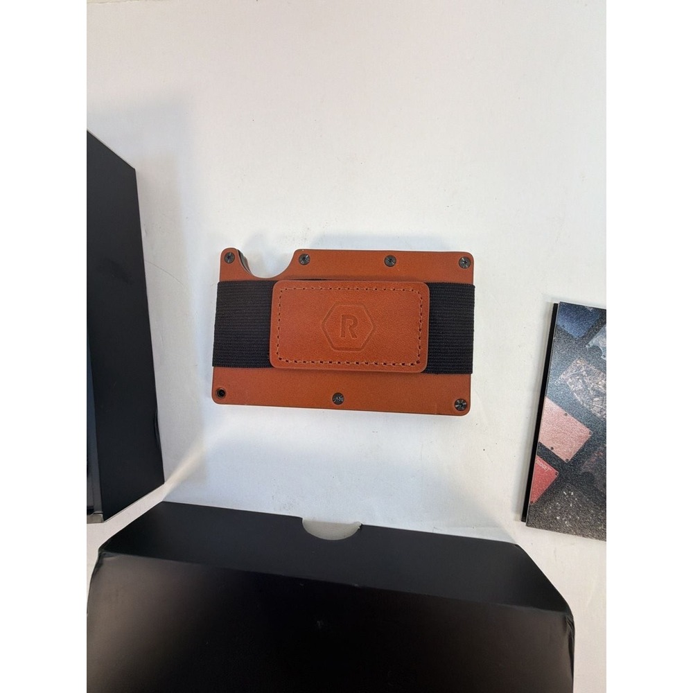 The Ridge Wallet Cash Strap Saddle Brown RFID Blocking Minimalist Wallet